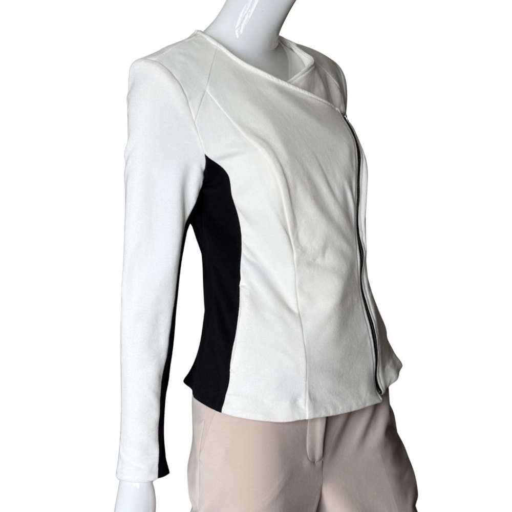 INC International Concepts Black & White Cotton Moto Jacket Size Small NWT - Picture 8 of 9